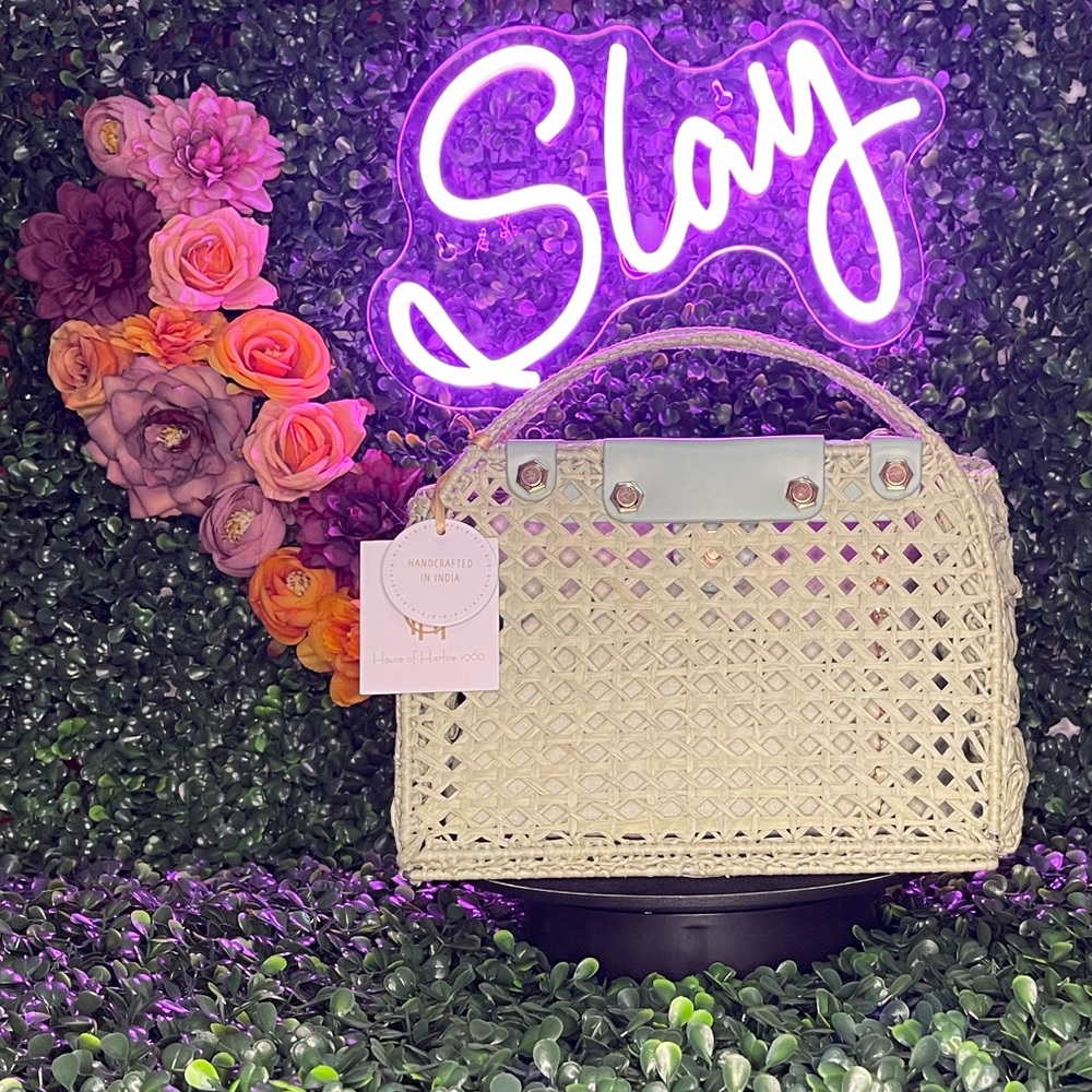NWT House of Harlow Straw Crossbody/Clutch